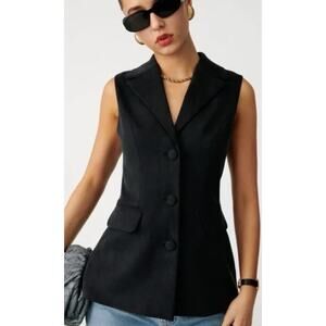Reformation Billie Tailored Gillet Vest In Black Size 2X Plus NWT